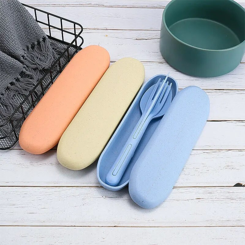 Nisuõlgedest sööginõude komplektid Kahvellusikas Noakomplekt Riistade reisinõud Keskkonnasõbralikud kaasaskantavad lauanõud köögisöögiriistade jaoks 3-ühes