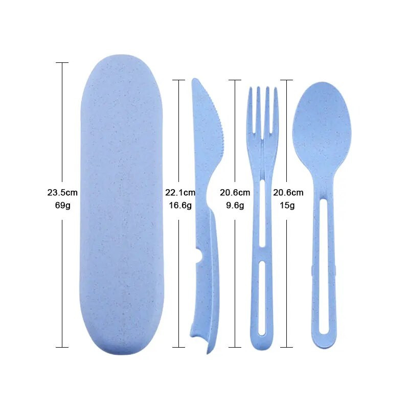 Nisuõlgedest sööginõude komplektid Kahvellusikas Noakomplekt Riistade reisinõud Keskkonnasõbralikud kaasaskantavad lauanõud köögisöögiriistade jaoks 3-ühes