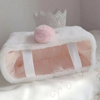 Kawaii Tissue Cover Сладък розов плюшен заешки кърпички Кутия за съхранение Preppy Girls Подарък за декорация на дома Поставка за тоалетна хартия Калъфка за салфетки