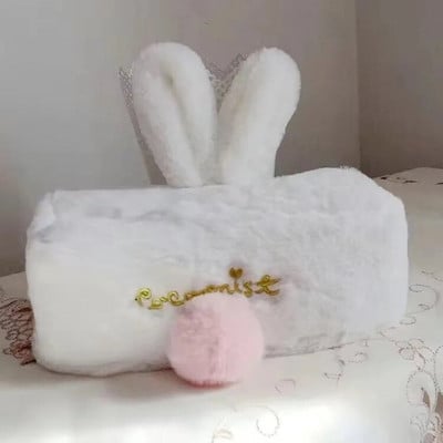 Κάλυμμα χαρτιού Kawaii Χαριτωμένο ροζ βελούδινο χαρτομάντηλο κουνελιού Κουτί αποθήκευσης Preppy Girls Διακόσμηση σπιτιού Δώρο Θήκη χαρτιού υγείας Θήκη χαρτιού υγείας