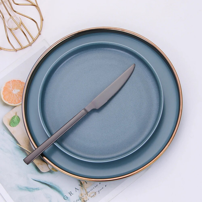 5 tk Must Lääne söögiriistade komplekt roostevabast terasest söögiriistade komplekt kahvel nuga ohutu söögiriistade komplekt hõbenõu lusikas lauanõude nõudepesumasin