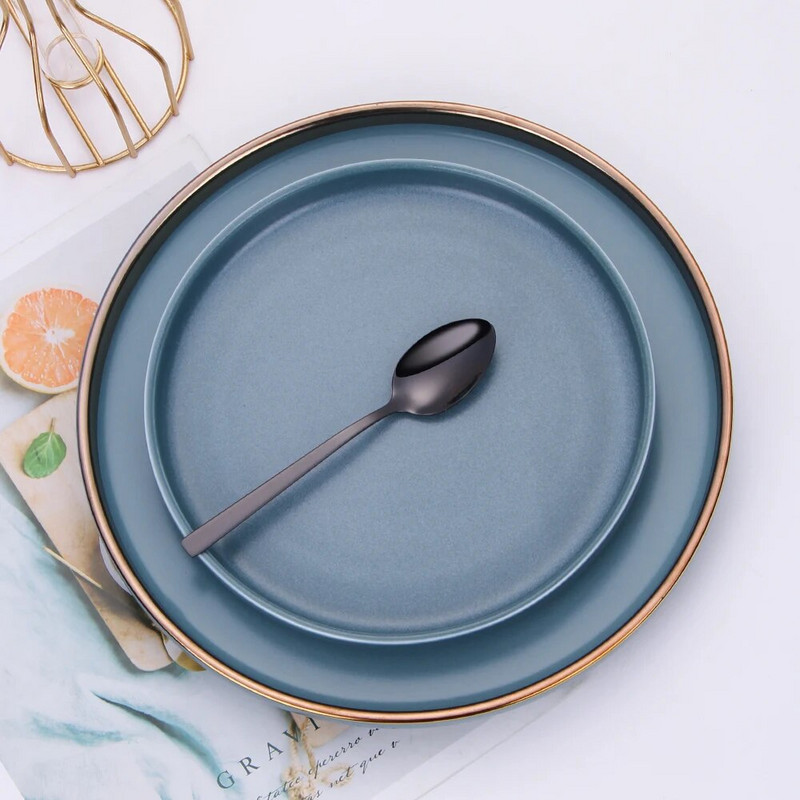 5 tk Must Lääne söögiriistade komplekt roostevabast terasest söögiriistade komplekt kahvel nuga ohutu söögiriistade komplekt hõbenõu lusikas lauanõude nõudepesumasin