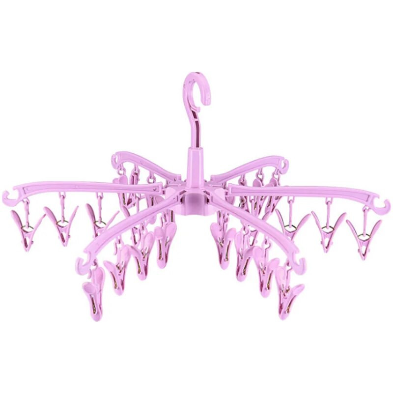 24 Clips Műanyag zokniszárító állvány Összecsukható ruhaszárító Ruhaakasztó Forgatható vállfák Zokniszárító Ruhaszárító állványok Szervezet