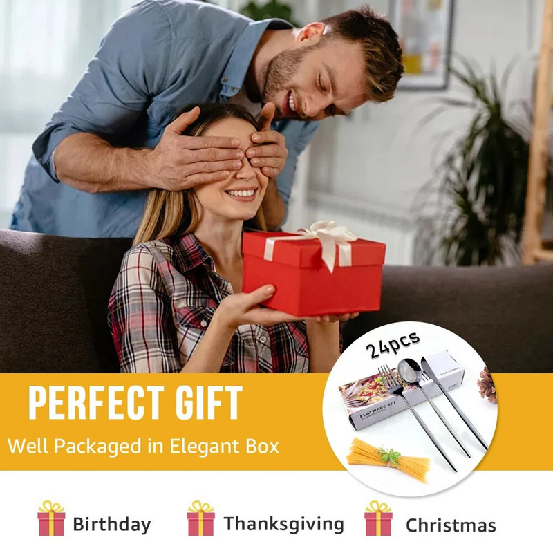 Sööginõude kahvli nugade komplekt 4-24 tk Söögiriistade komplekt Köögihõbeda söögiriistade lauanõud kodurestorani steik-nuga lusikas