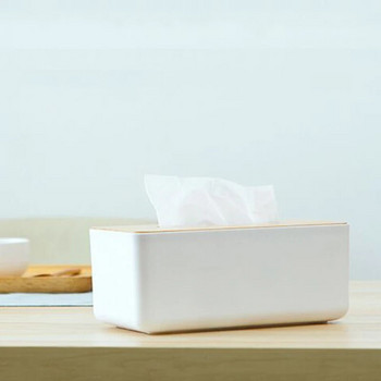 Обикновена бяла правоъгълна кутия за салфетки Дървена поставка за чекмедже за хотел Удебелена кутия за салфетки за бизнес офис и трапезария