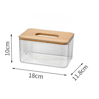Nordic Minimalist Wooden Tissue Box Holder Organizer Μοντέρνος επιτραπέζιος διαφανής ορθογώνιος διανομέας χαρτομάντηλου προσώπου από μπαμπού