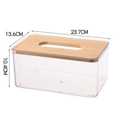 Nordic Minimalist Wooden Tissue Box Holder Organizer Μοντέρνος επιτραπέζιος διαφανής ορθογώνιος διανομέας χαρτομάντηλου προσώπου από μπαμπού