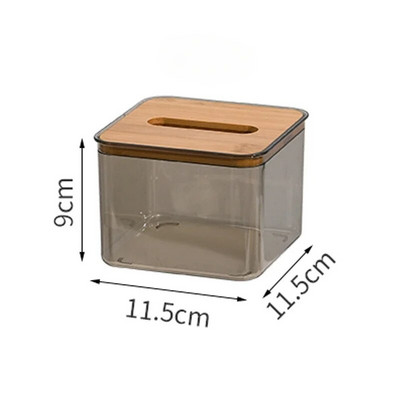 Nordic Minimalist Wooden Tissue Box Holder Organizer Μοντέρνος επιτραπέζιος διαφανής ορθογώνιος διανομέας χαρτομάντηλου προσώπου από μπαμπού