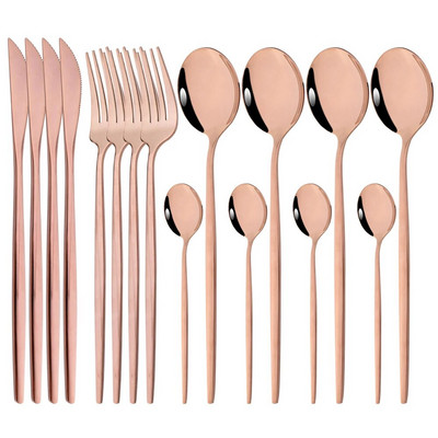 Vakarienės peilis Šakutė Kavos šaukštas Indų stalo įrankių rinkinys 16 vnt Stalo reikmenų nerūdijančio mėtų žalios aukso spalvos plieno sidabro stalo įrankių rinkinys