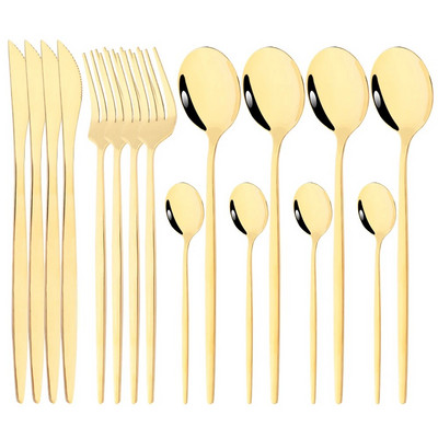 Vakarienės peilis Šakutė Kavos šaukštas Indų stalo įrankių rinkinys 16 vnt Stalo reikmenų nerūdijančio mėtų žalios aukso spalvos plieno sidabro stalo įrankių rinkinys