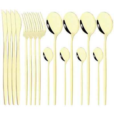 Vakarienės peilis Šakutė Kavos šaukštas Indų stalo įrankių rinkinys 16 vnt Stalo reikmenų nerūdijančio mėtų žalios aukso spalvos plieno sidabro stalo įrankių rinkinys