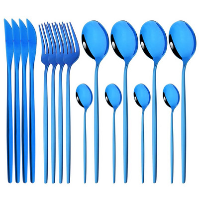 Vakarienės peilis Šakutė Kavos šaukštas Indų stalo įrankių rinkinys 16 vnt Stalo reikmenų nerūdijančio mėtų žalios aukso spalvos plieno sidabro stalo įrankių rinkinys