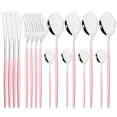 Vakarienės peilis Šakutė Kavos šaukštas Indų stalo įrankių rinkinys 16 vnt Stalo reikmenų nerūdijančio mėtų žalios aukso spalvos plieno sidabro stalo įrankių rinkinys