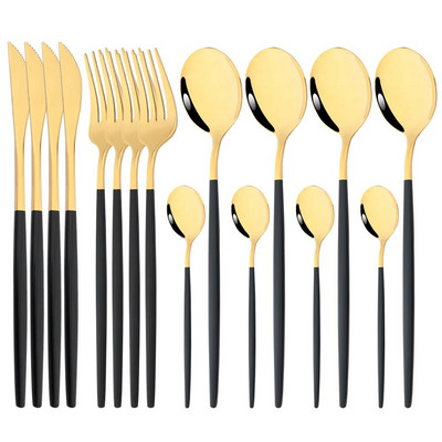 Vakarienės peilis Šakutė Kavos šaukštas Indų stalo įrankių rinkinys 16 vnt Stalo reikmenų nerūdijančio mėtų žalios aukso spalvos plieno sidabro stalo įrankių rinkinys