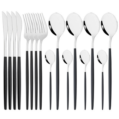 Vakarienės peilis Šakutė Kavos šaukštas Indų stalo įrankių rinkinys 16 vnt Stalo reikmenų nerūdijančio mėtų žalios aukso spalvos plieno sidabro stalo įrankių rinkinys