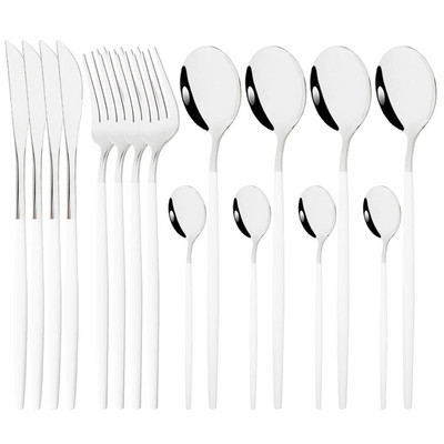 Vakarienės peilis Šakutė Kavos šaukštas Indų stalo įrankių rinkinys 16 vnt Stalo reikmenų nerūdijančio mėtų žalios aukso spalvos plieno sidabro stalo įrankių rinkinys