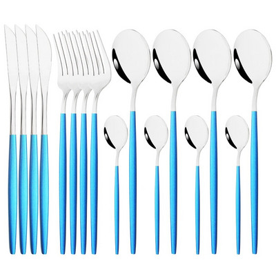 Vakarienės peilis Šakutė Kavos šaukštas Indų stalo įrankių rinkinys 16 vnt Stalo reikmenų nerūdijančio mėtų žalios aukso spalvos plieno sidabro stalo įrankių rinkinys