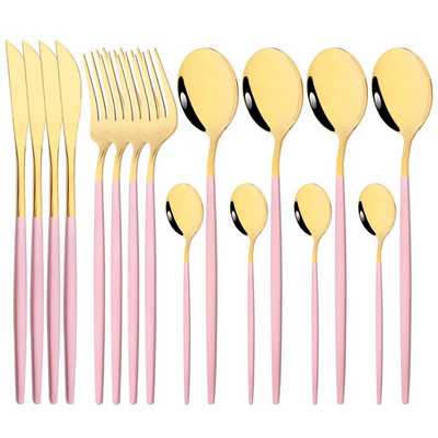 Vakarienės peilis Šakutė Kavos šaukštas Indų stalo įrankių rinkinys 16 vnt Stalo reikmenų nerūdijančio mėtų žalios aukso spalvos plieno sidabro stalo įrankių rinkinys