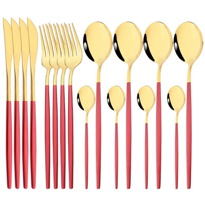 Vakarienės peilis Šakutė Kavos šaukštas Indų stalo įrankių rinkinys 16 vnt Stalo reikmenų nerūdijančio mėtų žalios aukso spalvos plieno sidabro stalo įrankių rinkinys