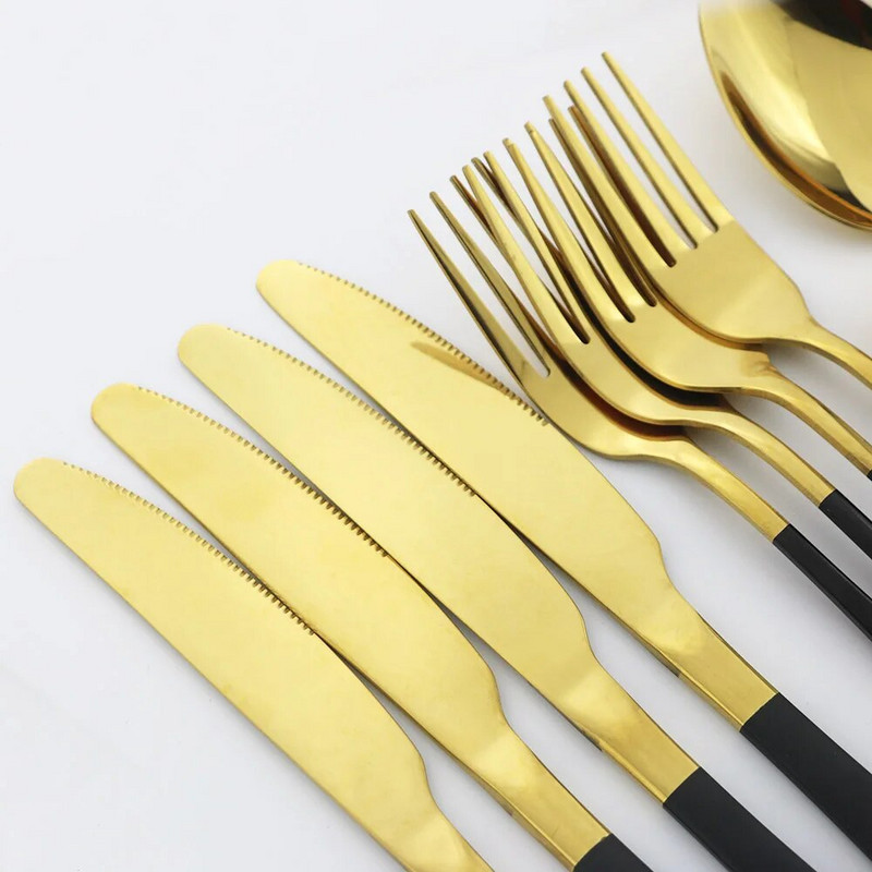 Sööginõud roostevabast terasest lauanõud kahvel lusikas nuga õhtusöögikomplekt köök must söögiriistade komplekt hõbenõud 16 tk