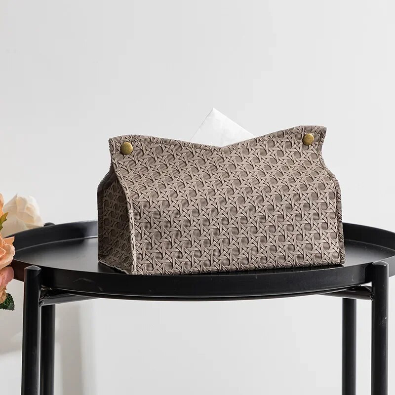 Nahast salvrätikukarp majapidamises elutoa teelaud PU-rotangist nahast salvrätikukarp Köök lauaarvuti Põhjamaade salvrätikuhoidja hoiukarp