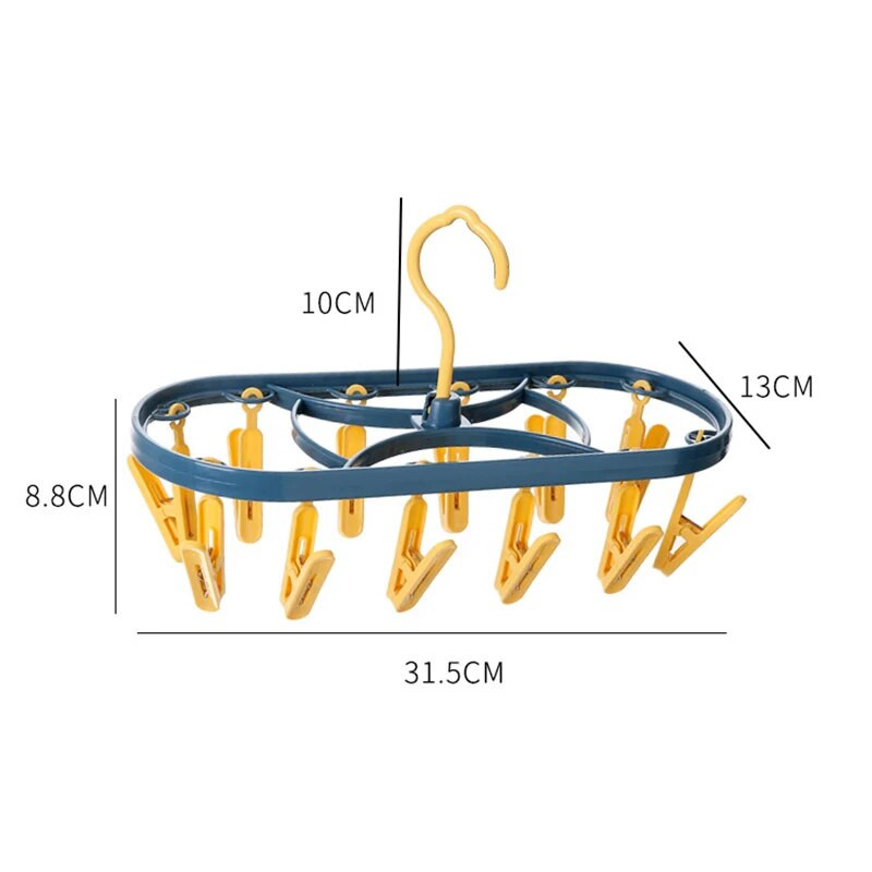 12 klambrit Kokkupandav riidekuivati riidepuu Laste täiskasvanud riidekuivati tuulekindlad sokid aluspesu plastist kuivatusrest 31,5X13X8,89cm