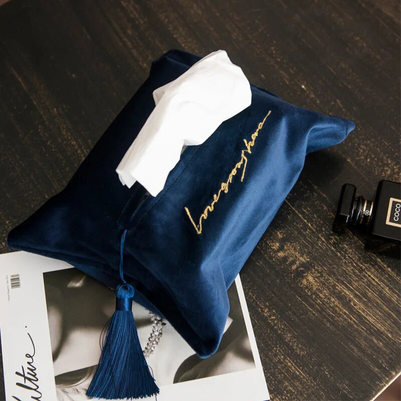 Tindikast tikitud kangakoti komplekt majapidamiste magamistoa jaoks sametpaberist sahtli hoiukast auto elutuppa söögituppa