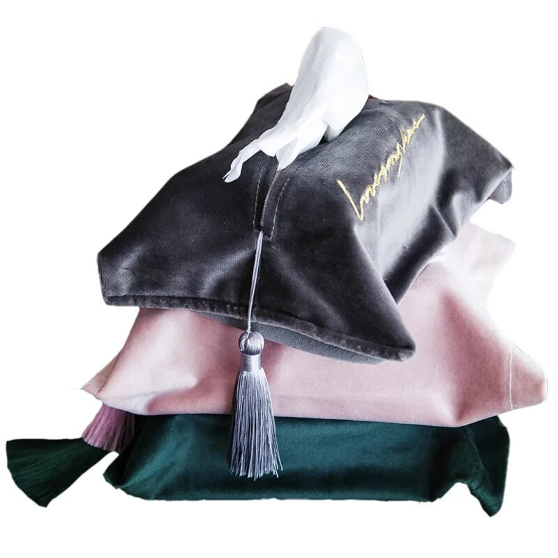 Tindikast tikitud kangakoti komplekt majapidamiste magamistoa jaoks sametpaberist sahtli hoiukast auto elutuppa söögituppa