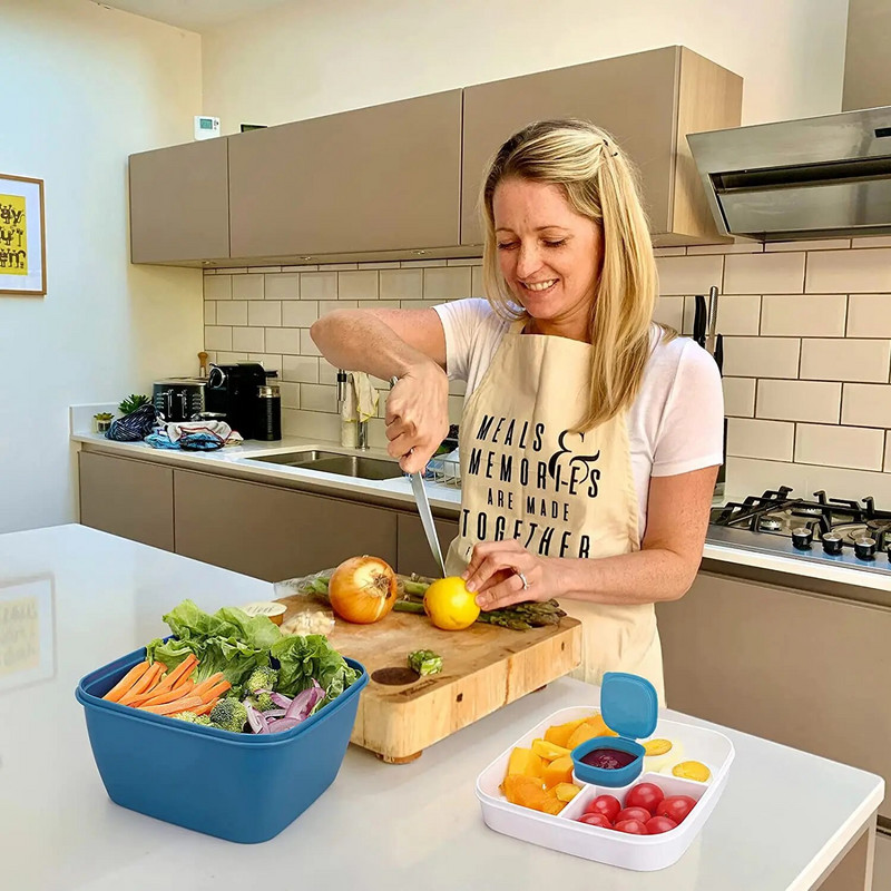 1100 ml 1500 ml kaasaskantav lõunasöögikonteiner 2 kihiga ruudustikuga salatikauss Bento karbid salatikausid lõunasöögikarbi lõunasöögikonteiner