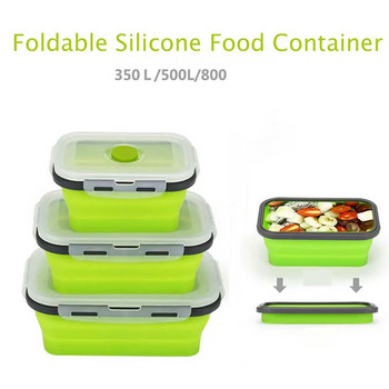 Сгъваем силиконов контейнер за храна Преносима кутия за обяд Bento Microware Домашна кухня Контейнери за съхранение на храна на открито Кутия