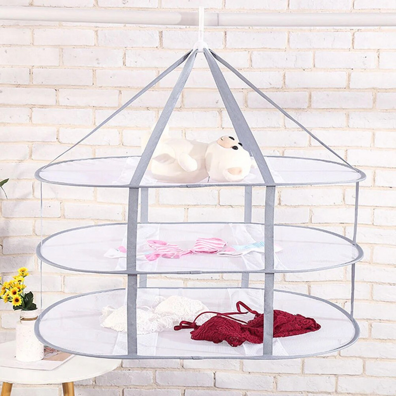 Kokkupandav kuivatusrest riided Kolmetasandiline pesu riidepuu sokkvõrk Kodu Valge multifunktsionaalne rippkuivati