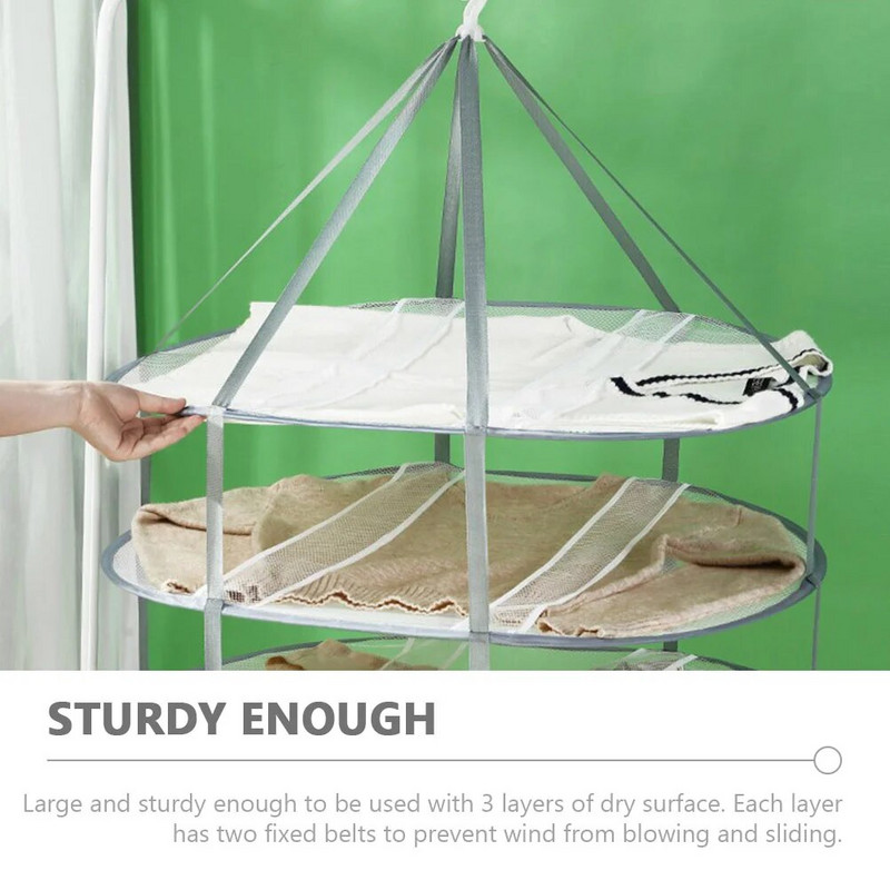 Kokkupandav kuivatusrest riided Kolmetasandiline pesu riidepuu sokkvõrk Kodu Valge multifunktsionaalne rippkuivati