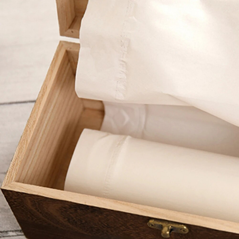 Dekoratsioon Täispuidust salvrätikukarp Paber Vintage naturaalne salvrätikuhoidja Vannitoa paberijaotur Kodu Elutuba Dets.