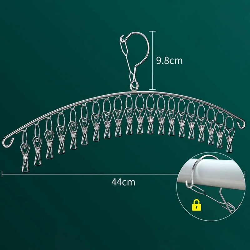 10 rozsdamentes acél akasztó szélálló és zuhanásgátló akasztók zokni fehérnemű akasztók nem könnyű eltörni
