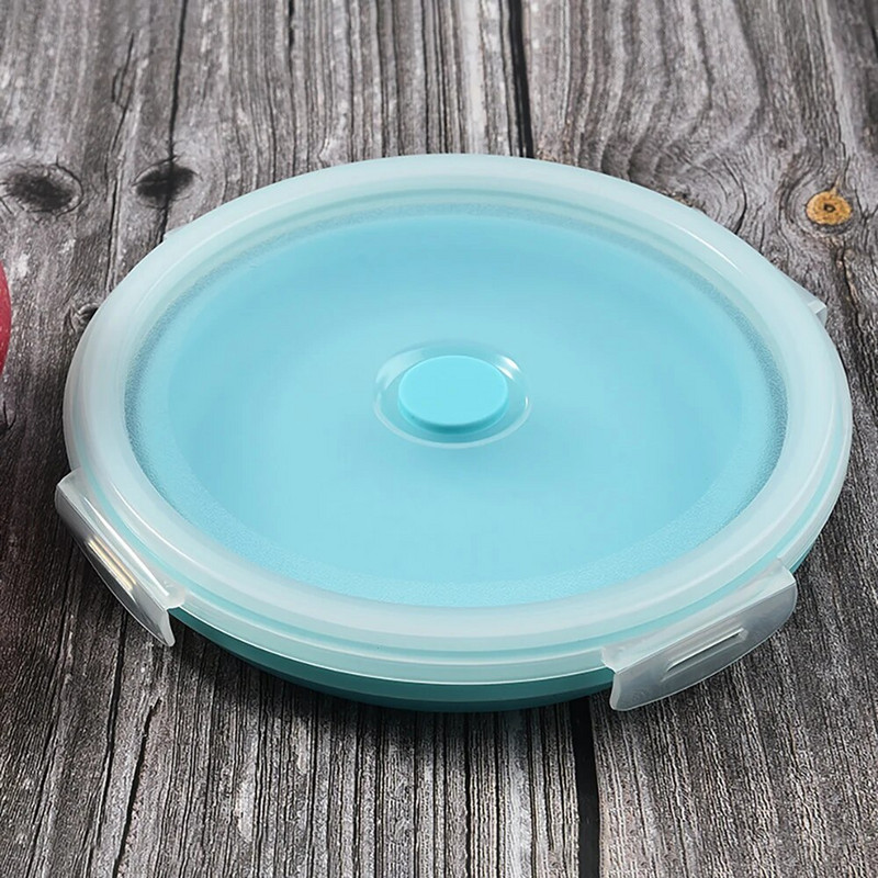 1 tk välistingimustes ümmargune silikoonist kokkupandav lõunakarp mikrolaineahju külmkapiga suletud säilituskarp