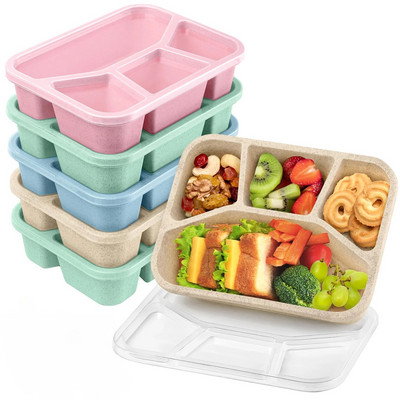 Bento Lunch Box 4 rekeszes étkezés előkészítő konténerek Ebéddoboz gyerekeknek Tartós BPA-mentes, újrafelhasználható élelmiszertároló konténerek Iskolák