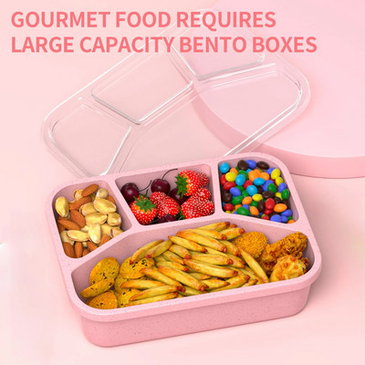 Bento Lunch Box 4 Διαμερισμάτων Δοχεία προετοιμασίας γευμάτων Κουτί μεσημεριανού γεύματος για παιδιά Ανθεκτικό χωρίς BPA επαναχρησιμοποιήσιμα δοχεία αποθήκευσης τροφίμων Σχολεία