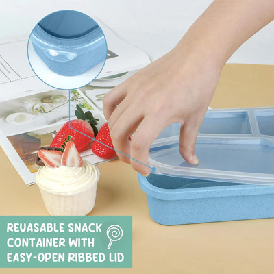 Bento Lunch Box 4 Διαμερισμάτων Δοχεία προετοιμασίας γευμάτων Κουτί μεσημεριανού γεύματος για παιδιά Ανθεκτικό χωρίς BPA επαναχρησιμοποιήσιμα δοχεία αποθήκευσης τροφίμων Σχολεία
