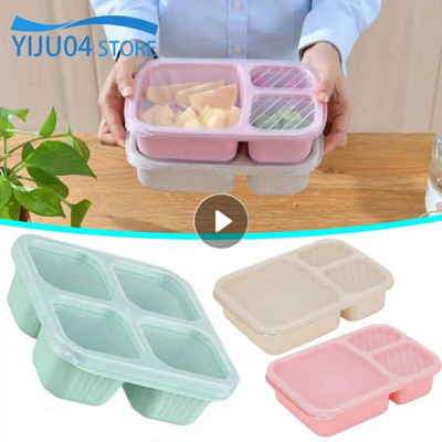 Bento Lunch Box 3/4 rekeszes étkezés előkészítő konténerek Ebéddoboz gyerekeknek Tartós, ingyenes, újrafelhasználható élelmiszertároló konténerek Iskolák