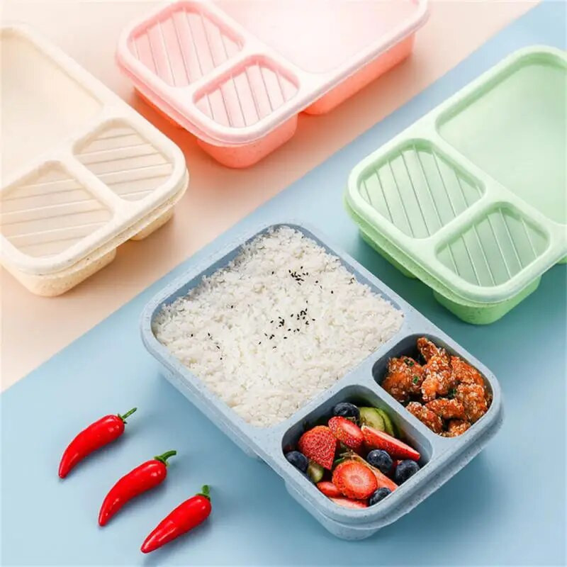 Bento Lunch Box 3/4 rekeszes étkezés előkészítő konténerek Ebéddoboz gyerekeknek Tartós, ingyenes, újrafelhasználható élelmiszertároló konténerek Iskolák