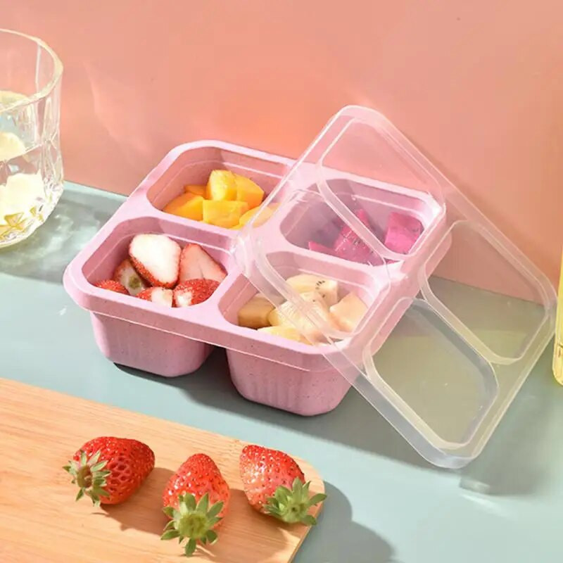 Bento Lunch Box 3/4 rekeszes étkezés előkészítő konténerek Ebéddoboz gyerekeknek Tartós, ingyenes, újrafelhasználható élelmiszertároló konténerek Iskolák