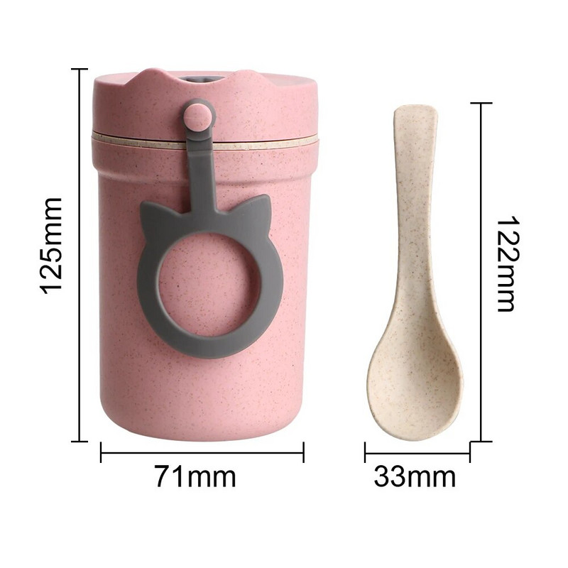 Búzaszalma ételtartó 330 ml-es reggeliződoboz leveshez Lezárt kis ebéddoboz gyerekeknek Szivárgásmentes étkezés előkészítő Bento doboz