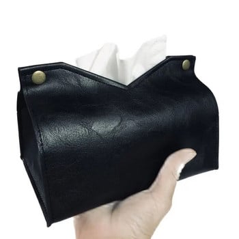 Tissue Box,Crazy Horse Texture PU Leather Modern Stylish Cube Tissue Box - Διακοσμητικός οργανωτής για επιτραπέζια, μπάνιο, γραφείο