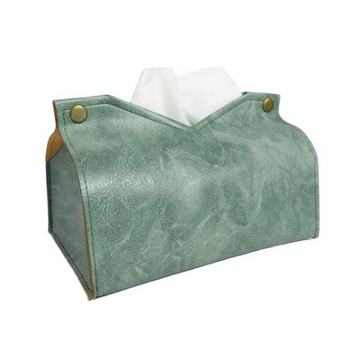 Tissue Box,Crazy Horse Texture PU Leather Modern Stylish Cube Tissue Box - Διακοσμητικός οργανωτής για επιτραπέζια, μπάνιο, γραφείο