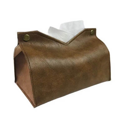 Tissue Box,Crazy Horse Texture PU Leather Modern Stylish Cube Tissue Box - Διακοσμητικός οργανωτής για επιτραπέζια, μπάνιο, γραφείο