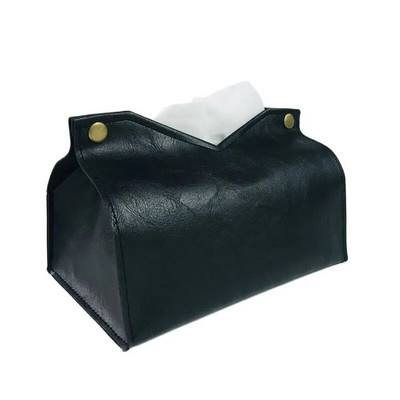 Tissue Box,Crazy Horse Texture PU Leather Modern Stylish Cube Tissue Box - Διακοσμητικός οργανωτής για επιτραπέζια, μπάνιο, γραφείο
