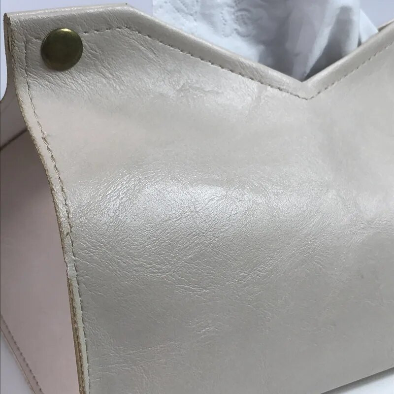 Tissue Box, Crazy Horse textúra PU bőr modern stílusos kocka szövetdoboz - dekoratív rendszerező asztalra, fürdőszobába, irodába