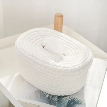 Кутия за съхранение на тъкани от памучен шнур Обикновена японска настолна прахоустойчива кутия за тъкани с капак Ръчно изработена може да се пере
