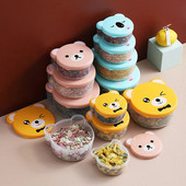 4 τμχ Παιδικό κουτί Bento Cartoon Cute Bear Κουτί μεσημεριανού γεύματος Κουτί αποθήκευσης τροφίμων σε εξωτερικό χώρο Κουζίνα Δοχείο Κουζίνα Παιδικό Κουτί μεσημεριανού φούρνου μικροκυμάτων για παιδιά