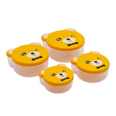 4 τμχ Παιδικό κουτί Bento Cartoon Cute Bear Κουτί μεσημεριανού γεύματος Κουτί αποθήκευσης τροφίμων σε εξωτερικό χώρο Κουζίνα Δοχείο Κουζίνα Παιδικό Κουτί μεσημεριανού φούρνου μικροκυμάτων για παιδιά